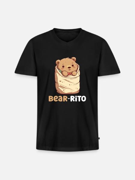 Grizzli Ours brun - T-shirt encolure en V Premium bio Homme - noir