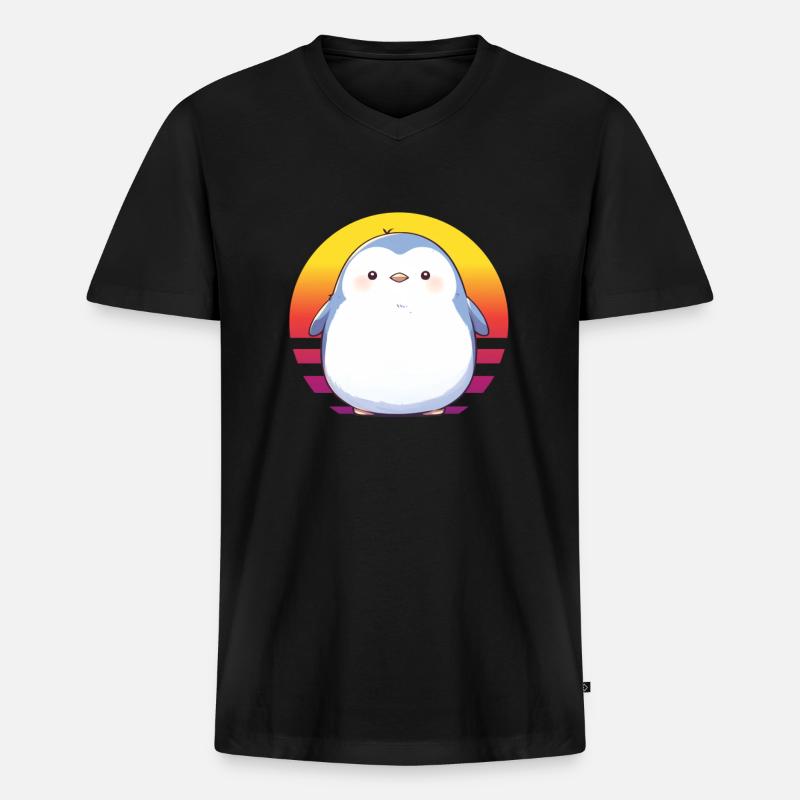 Pinguin Kawaii Pinguin Niedlich - Männer Premium Bio T-Shirt mit V-Ausschnitt - Schwarz