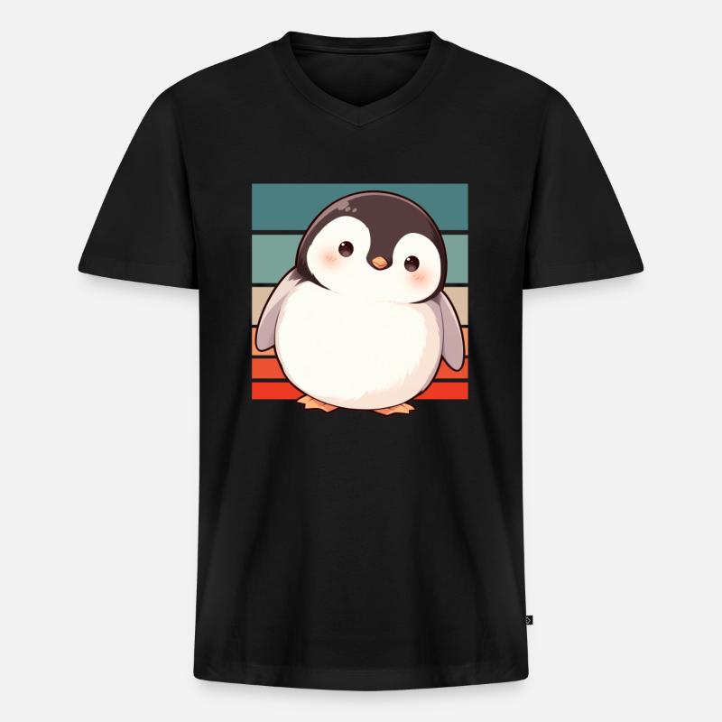 Pinguin Kawaii Pinguin Niedlich - Männer Premium Bio T-Shirt mit V-Ausschnitt - Schwarz