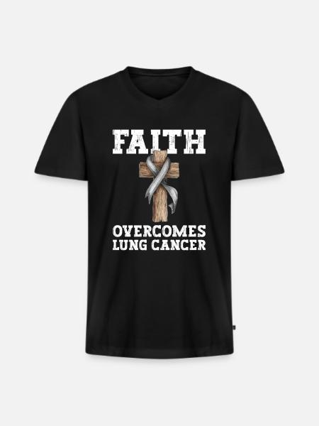 Lung Cancer Awareness Month White Ribbon - Men's Premium Organic T-shirt with V-neck - black