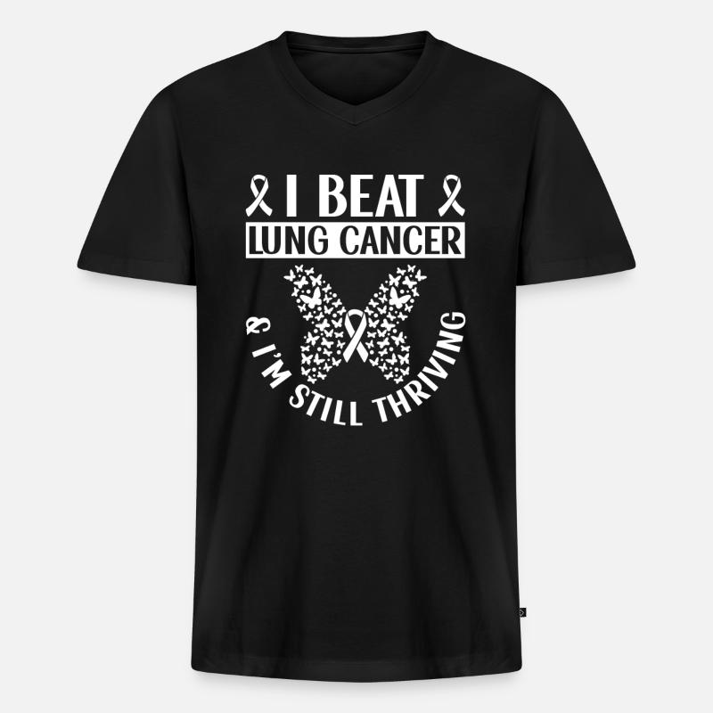 Lungenkrebsfrei Lungenkrebs-Bewusstsein - Männer Premium Bio T-Shirt mit V-Ausschnitt - Schwarz