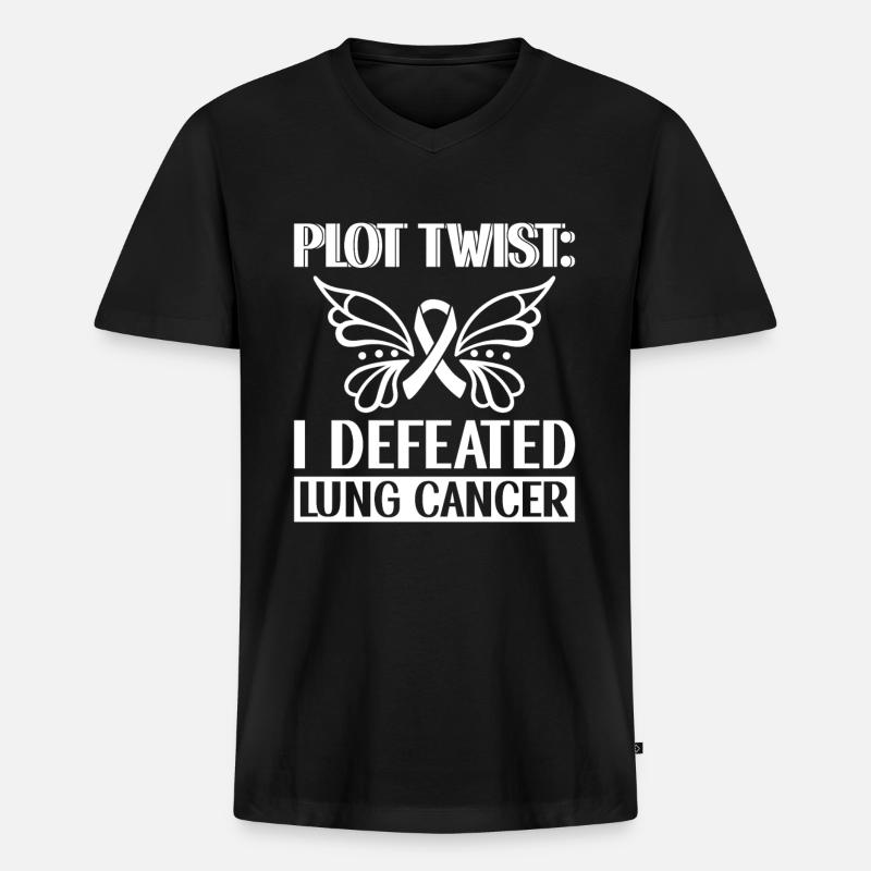 Lungenkrebsfrei Lungenkrebs-Bewusstsein - Männer Premium Bio T-Shirt mit V-Ausschnitt - Schwarz