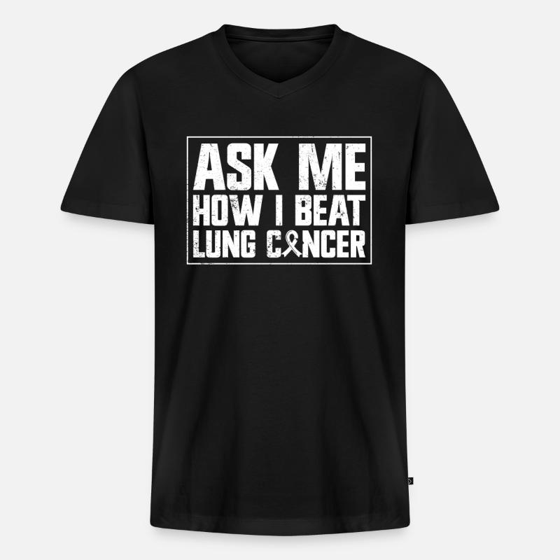 Lungenkrebsfrei Lungenkrebs-Bewusstsein - Männer Premium Bio T-Shirt mit V-Ausschnitt - Schwarz
