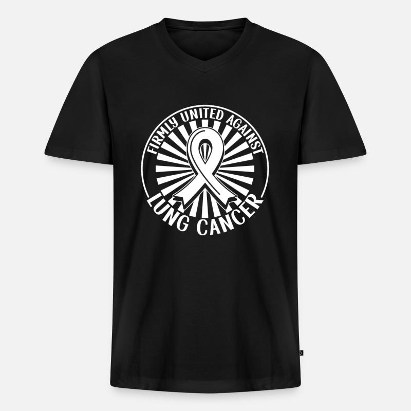 Lungenkrebs-Krieger Lungenkrebs-Bewusstsein - Männer Premium Bio T-Shirt mit V-Ausschnitt - Schwarz