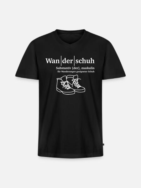 Wanderschuh Wandern - Männer Premium Bio T-Shirt mit V-Ausschnitt - Schwarz