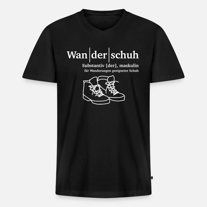 Wanderschuh Wandern - Männer Premium Bio T-Shirt mit V-Ausschnitt - Schwarz
