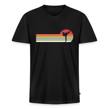 Retro Vintage Karate Geschenk für Papa, lustiges Karate - Männer Premium Bio T-Shirt mit V-Ausschnitt - Schwarz - Vorne - Nico (187cm)