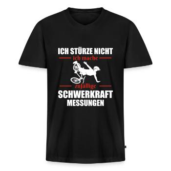 Mountainbike Mountainbiken Mountainbiker Downhill - Männer Premium Bio T-Shirt mit V-Ausschnitt - Schwarz - Vorne - Nico (187cm)