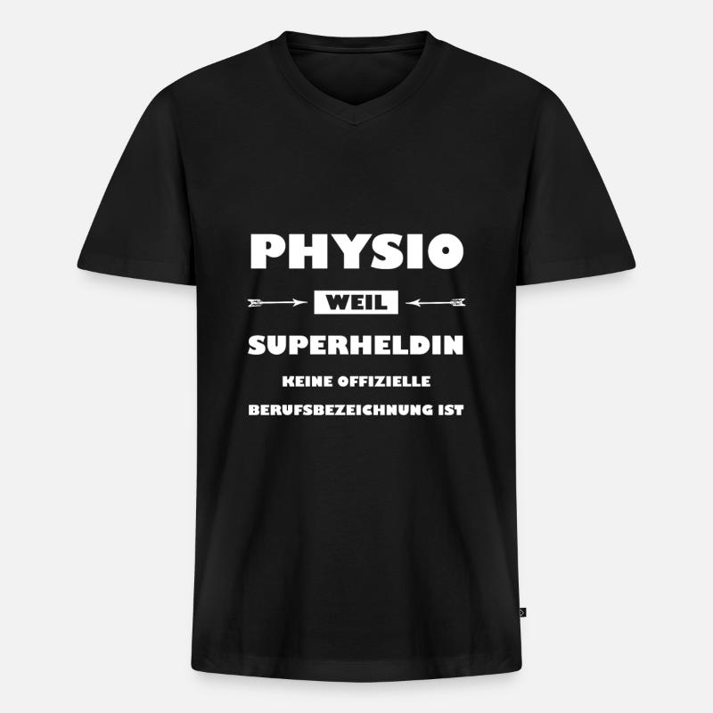 Physio - Superheldin - Männer Premium Bio T-Shirt mit V-Ausschnitt - Schwarz