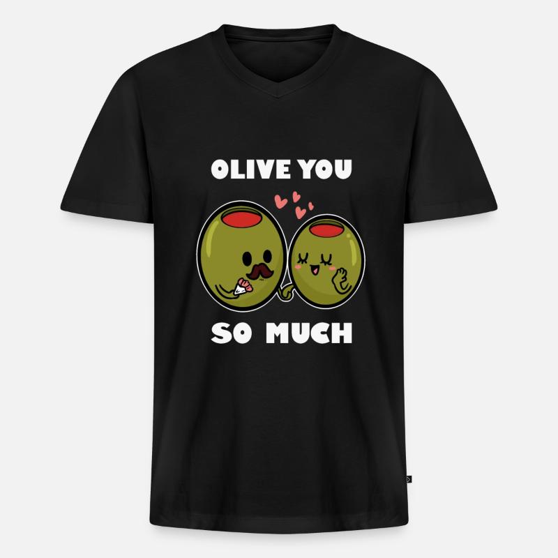 Oliven Geschenk - Männer Premium Bio T-Shirt mit V-Ausschnitt - Schwarz
