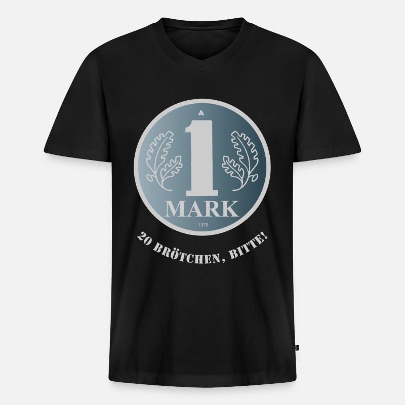 DDR-Mark (20-Brötchen-Edition) - Männer Premium Bio T-Shirt mit V-Ausschnitt - Schwarz