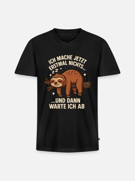 Sloth Saying Funny Office - Men's Premium Organic T-shirt with V-neck - black