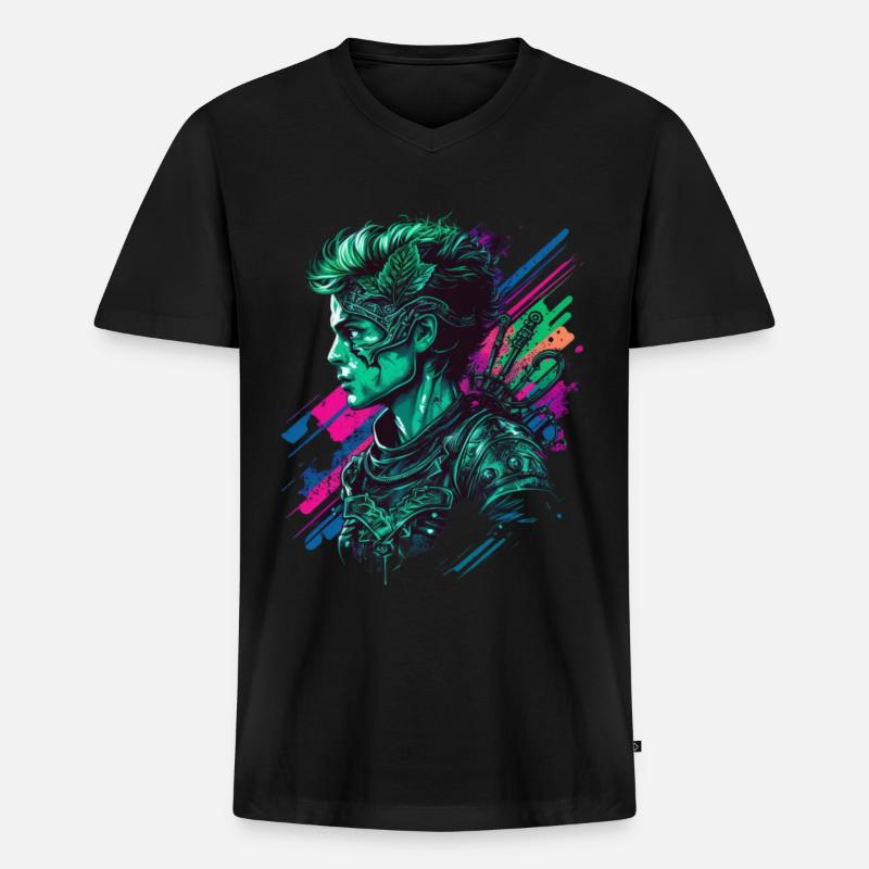 Cadeau synthwave de la Saint-Patrick - T-shirt encolure en V Premium bio Homme - noir