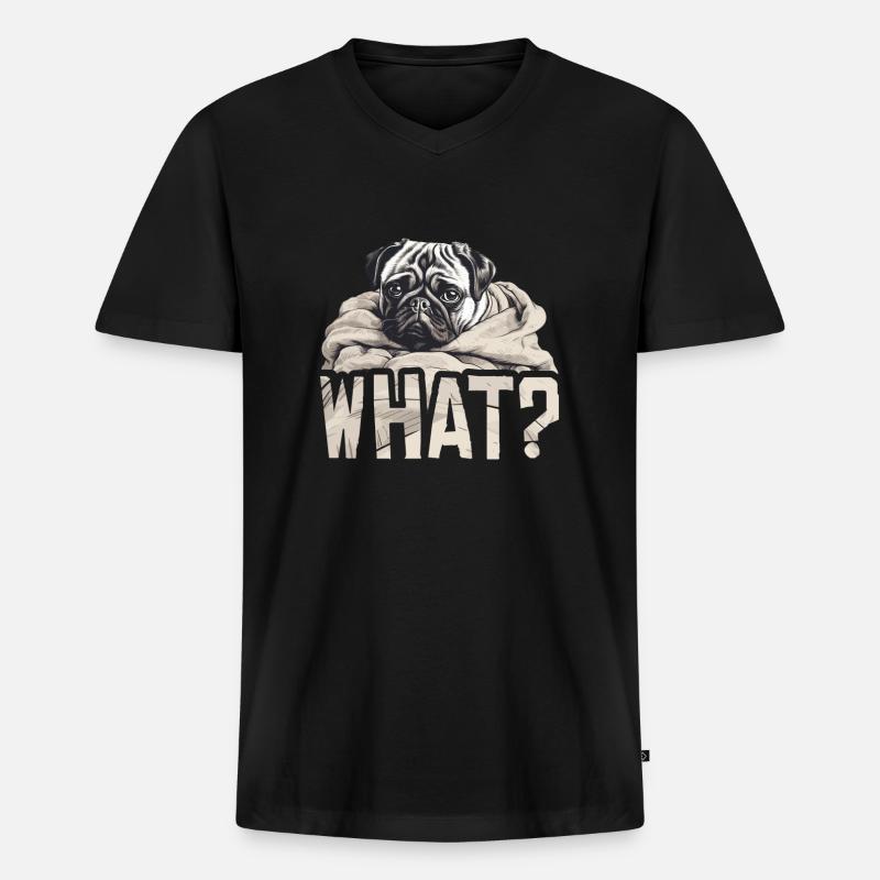 Welcher Mops? - Männer Premium Bio T-Shirt mit V-Ausschnitt - Schwarz