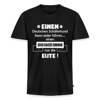 Grosser Schweizer Sennenhund Shirt - Männer Premium Bio T-Shirt mit V-Ausschnitt - Schwarz - Vorne - Nico (187cm)