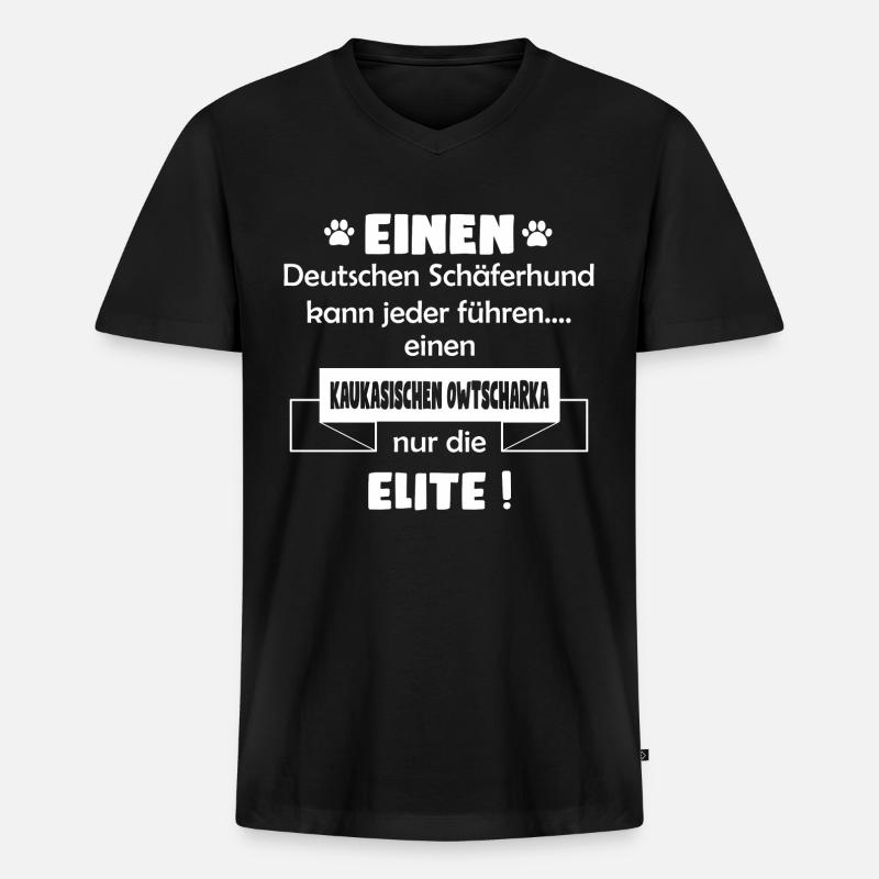 Kaukasischer Owtscharka Tshirt - Kaukasischer - Männer Premium Bio T-Shirt mit V-Ausschnitt - Schwarz