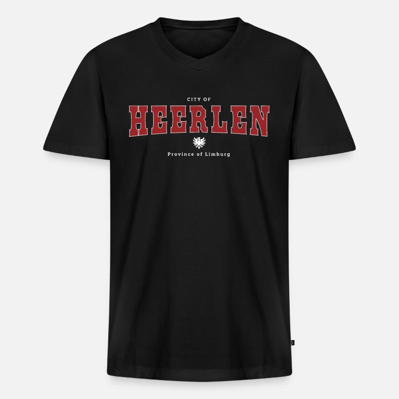 Heerlen - Männer Premium Bio T-Shirt mit V-Ausschnitt - Schwarz