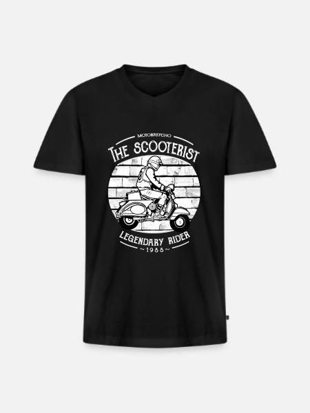 Le graphisme du scooter - T-shirt encolure en V Premium bio Homme - noir