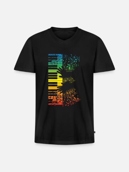 Keyboard Piano Gift Muziek Musicus Instrument - Mannen Premium Bio T-shirt met V-hals - zwart