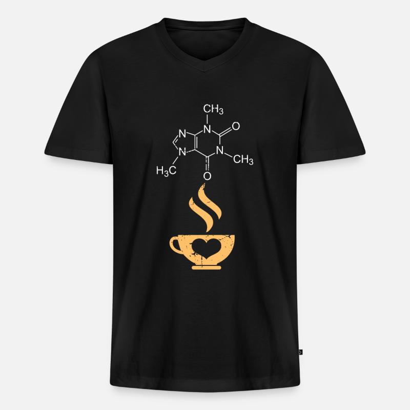 Koffein Molekül Kaffee Wissenschaft Nerd - Männer Premium Bio T-Shirt mit V-Ausschnitt - Schwarz