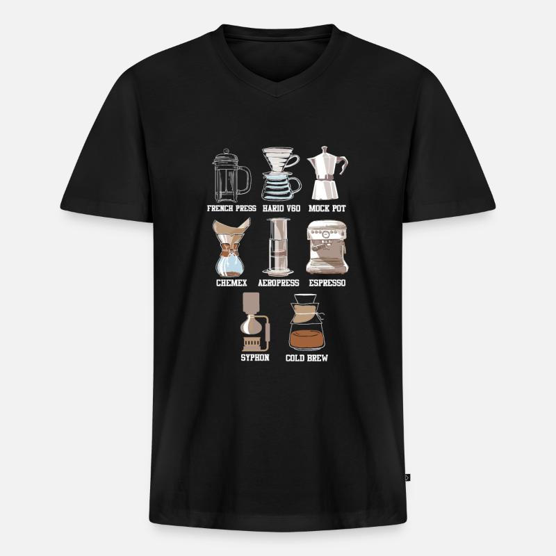 Kaffeemethode Koffein Espresso Latte - Männer Premium Bio T-Shirt mit V-Ausschnitt - Schwarz