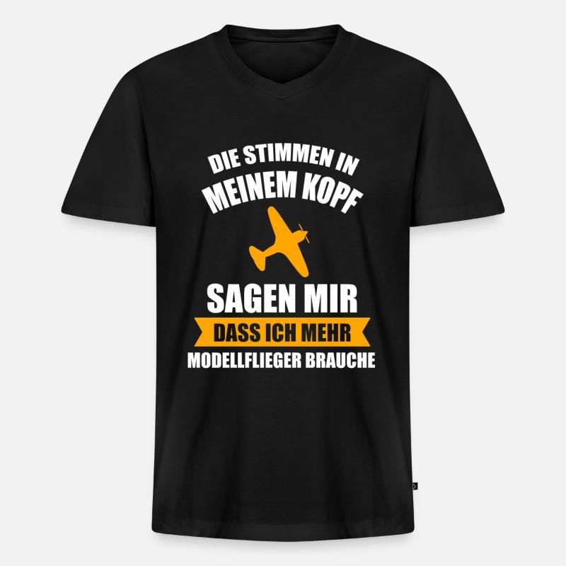 Modellflug Modellbau Modellbauer Geschenk - Männer Premium Bio T-Shirt mit V-Ausschnitt - Schwarz