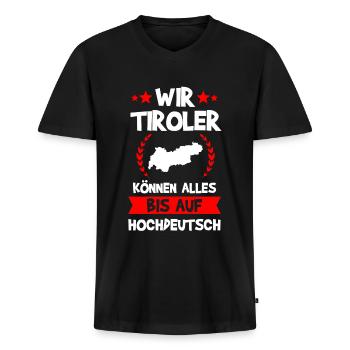 Tirol Tiroler Südtirol Südtiroler Geschenk - Männer Premium Bio T-Shirt mit V-Ausschnitt - Schwarz - Vorne - Nico (187cm)