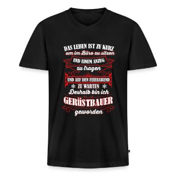 Gerüstbauer Gerüstbau Bauarbeiter Geschenk - Männer Premium Bio T-Shirt mit V-Ausschnitt - Schwarz - Vorne - Nico (187cm)