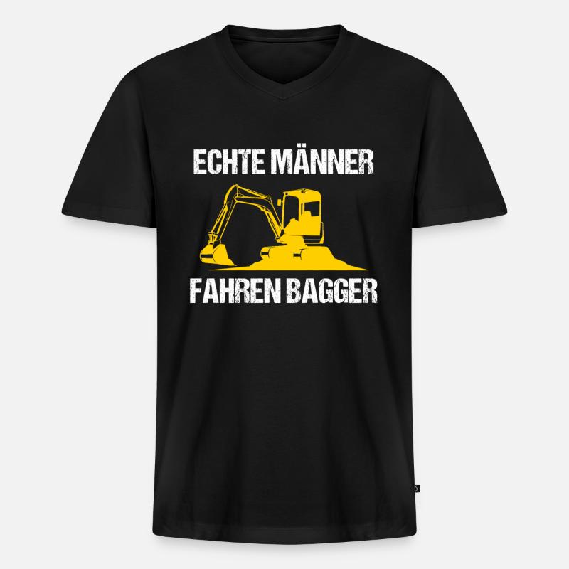 Bagger Baggerfahrer Baggern Geschenk - Männer Premium Bio T-Shirt mit V-Ausschnitt - Schwarz