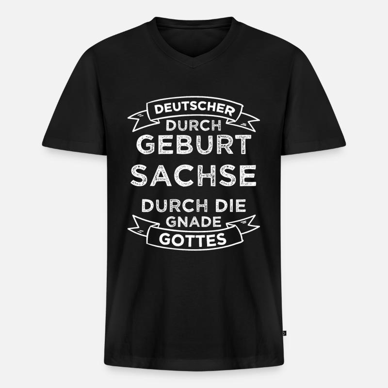 Sachsen Ossi DDR Ostalgie Geschenk - Männer Premium Bio T-Shirt mit V-Ausschnitt - Schwarz