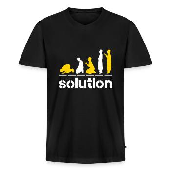 Prière islamique Islam Foi Ramadan musulman - T-shirt encolure en V Premium bio Homme - noir - Devant - Nico (187cm)