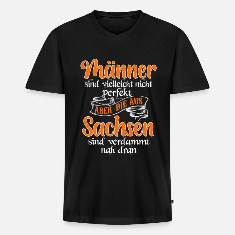 Sachsen Dresden Ostalgie Geschenk - Männer Premium Bio T-Shirt mit V-Ausschnitt - Schwarz