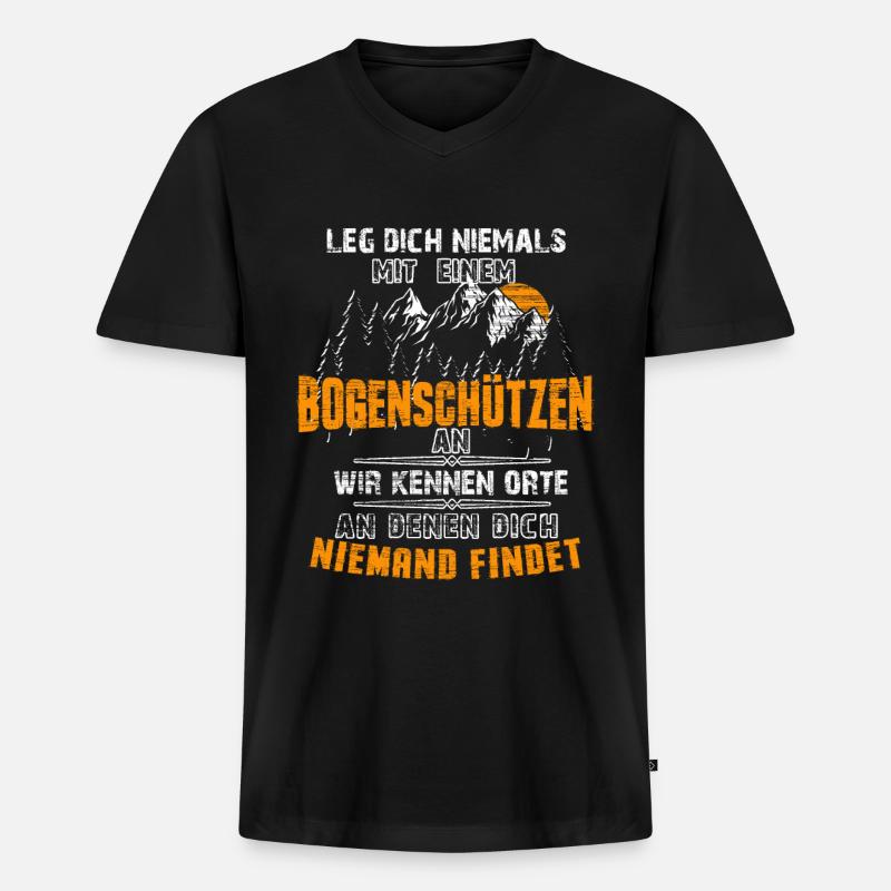 Bogenschießen Bogenschiessen Langbogen Geschenk - Männer Premium Bio T-Shirt mit V-Ausschnitt - Schwarz