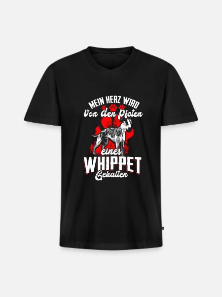 Whippet Hund Hunde Geschenk - Männer Premium Bio T-Shirt mit V-Ausschnitt - Schwarz