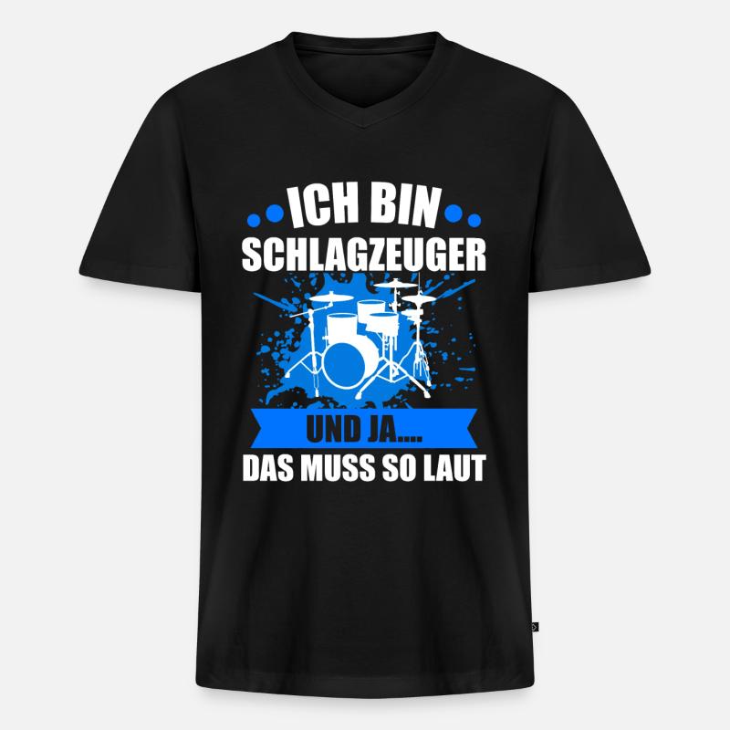 Schlagzeug Drummer Spruch Geschenk - Männer Premium Bio T-Shirt mit V-Ausschnitt - Schwarz