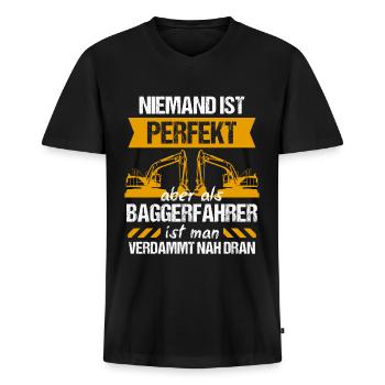 Bagger Baggerfahrer Baggern Geschenk - Männer Premium Bio T-Shirt mit V-Ausschnitt - Schwarz - Vorne - Nico (187cm)