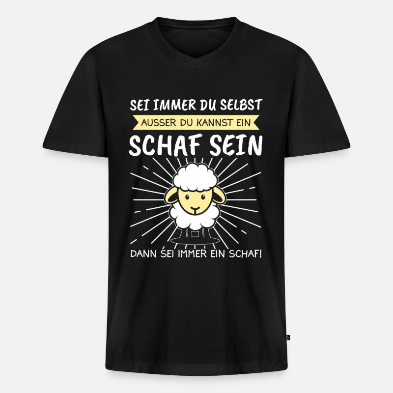 Schaf Schafe Hirte Geschenk - Männer Premium Bio T-Shirt mit V-Ausschnitt - Schwarz