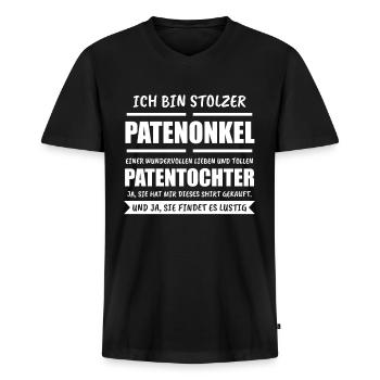 Patenonkel Onkel Pate Geschenk & Pate - Männer Premium Bio T-Shirt mit V-Ausschnitt - Schwarz - Vorne - Nico (187cm)