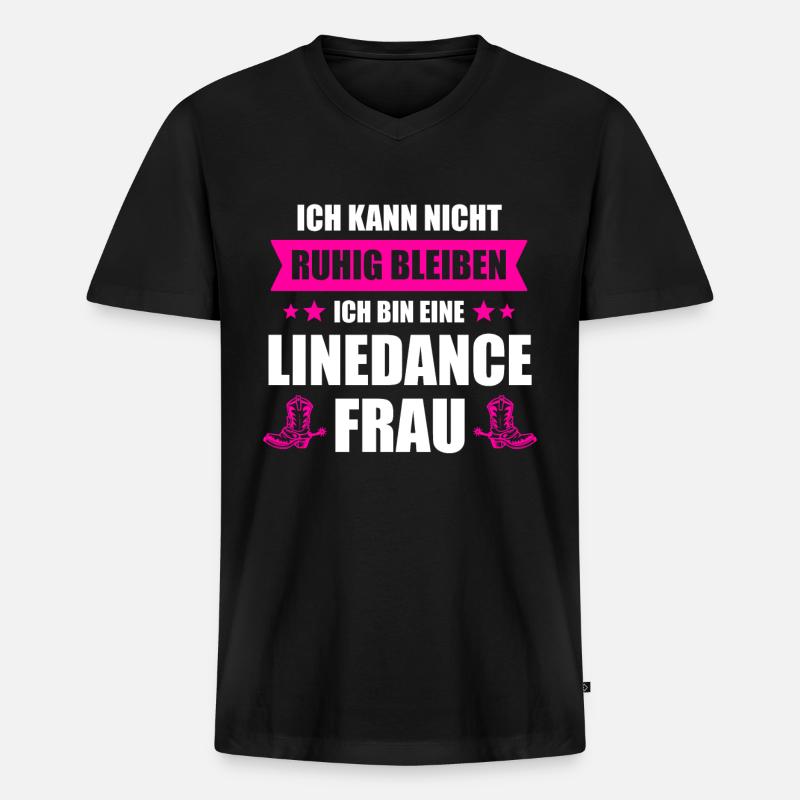 Linedance Frau Linedancerin Linedancing Geschenk - Männer Premium Bio T-Shirt mit V-Ausschnitt - Schwarz
