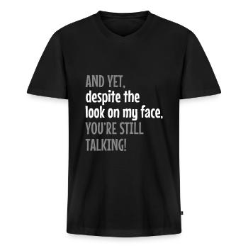 Funny Sarcasm offensive saying coworker - Men's Premium Organic T-shirt with V-neck - black - Front - Nico (187cm)