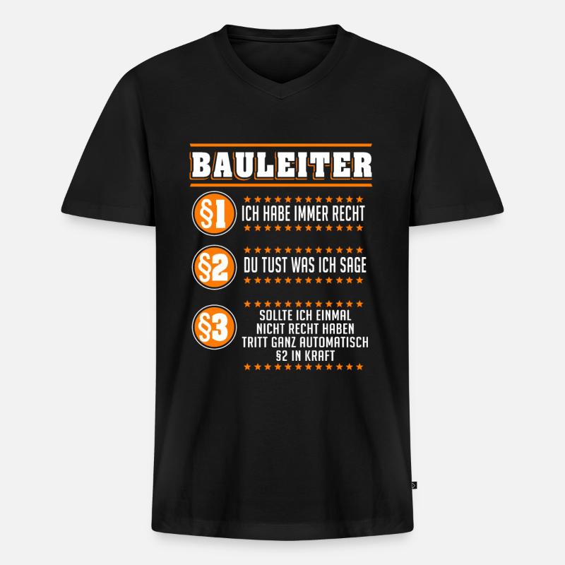 Bauleiter Baustelle Straßenbauer Geschenk - Männer Premium Bio T-Shirt mit V-Ausschnitt - Schwarz