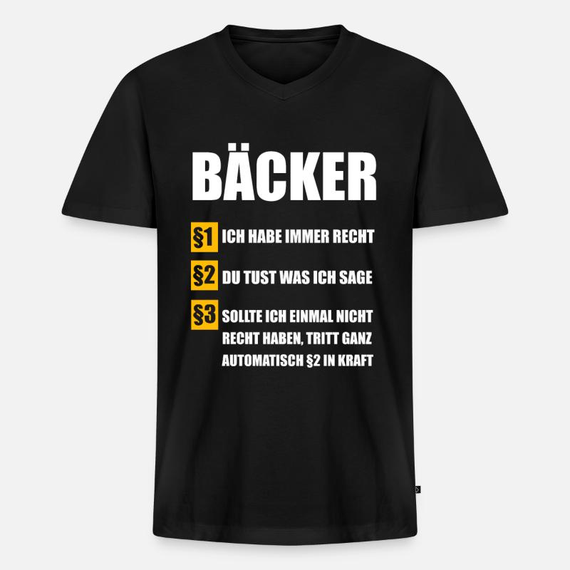 Bäcker Bäckerei Konditor Geschenk - Männer Premium Bio T-Shirt mit V-Ausschnitt - Schwarz
