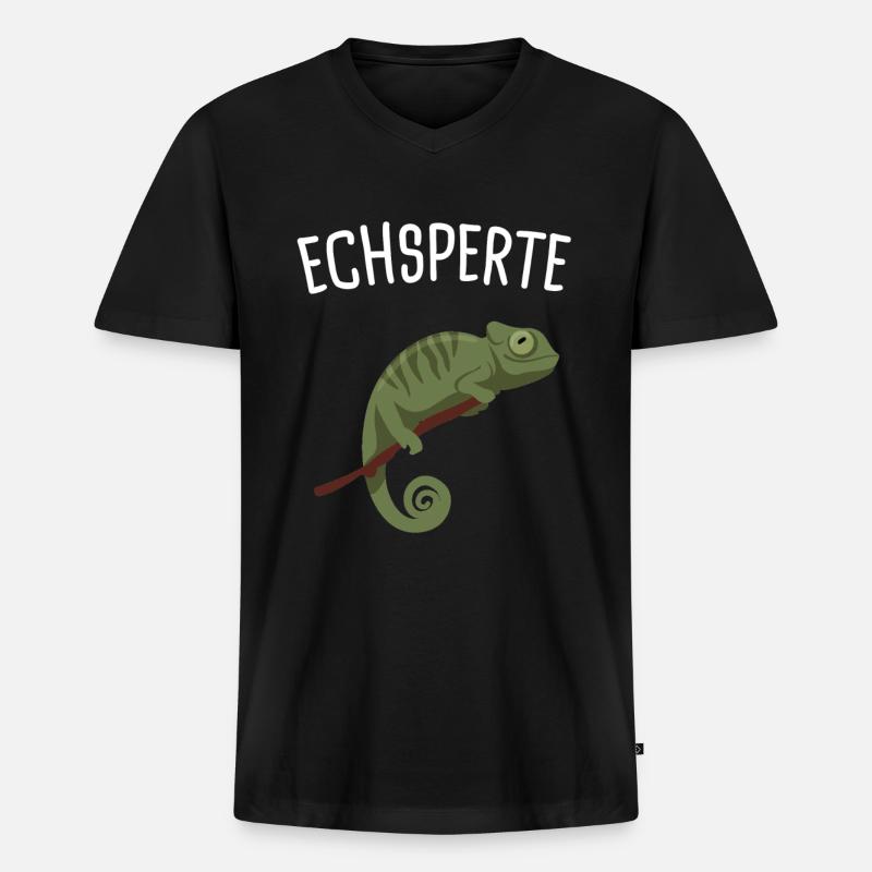 Echsperte Eidechse Reptil Geschenk - Männer Premium Bio T-Shirt mit V-Ausschnitt - Schwarz