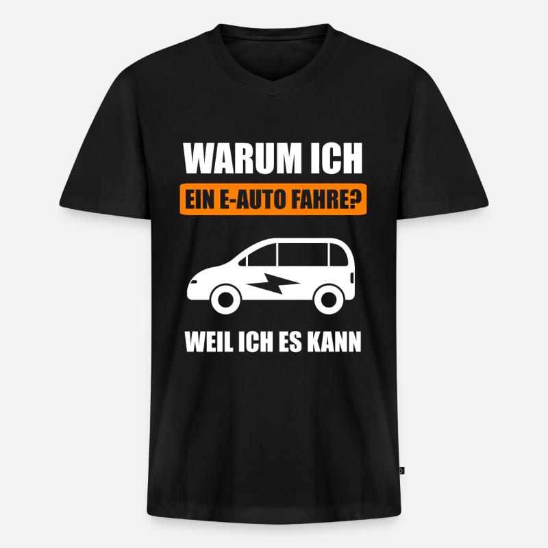 Elektroauto E-Auto Elektromobilität Geschenk - Männer Premium Bio T-Shirt mit V-Ausschnitt - Schwarz