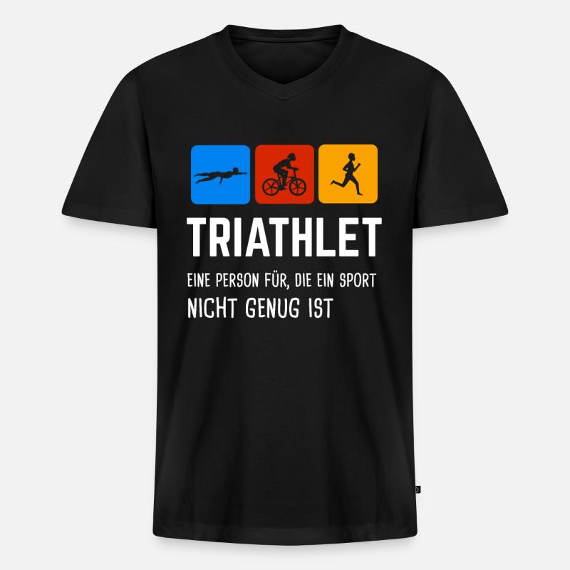 Triathlon Triathlet Triathleten Geschenk - Männer Premium Bio T-Shirt mit V-Ausschnitt - Schwarz