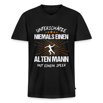 Speerwurf Speerwerfer Speer Geschenk - Männer Premium Bio T-Shirt mit V-Ausschnitt - Schwarz - Vorne - Nico (187cm)