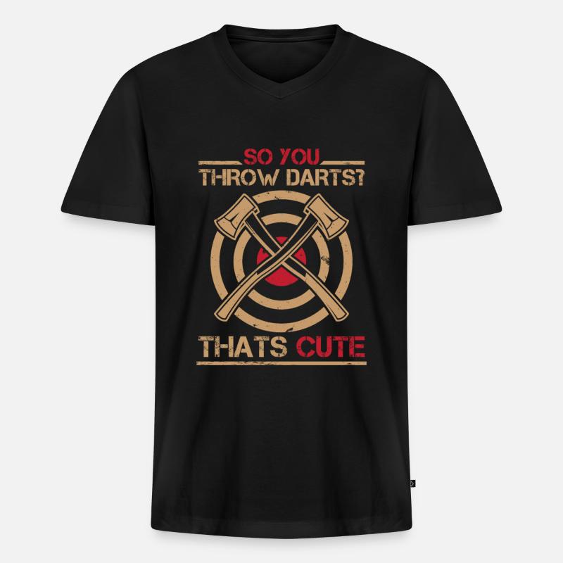 Axt werfender Holzfäller Dart Holzarbeiter - Männer Premium Bio T-Shirt mit V-Ausschnitt - Schwarz