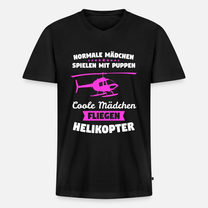 Helikopter Hubschrauber Pilot Geschenk - Männer Premium Bio T-Shirt mit V-Ausschnitt - Schwarz