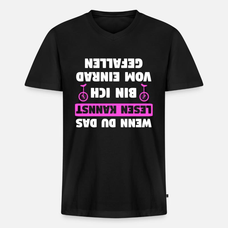 Einrad Einräder Einradfahrer Unicycle Geschenk - Männer Premium Bio T-Shirt mit V-Ausschnitt - Schwarz