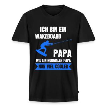 Wakeboard Papa Wake Board Wakeboarding Geschenk - Männer Premium Bio T-Shirt mit V-Ausschnitt - Schwarz - Vorne - Nico (187cm)